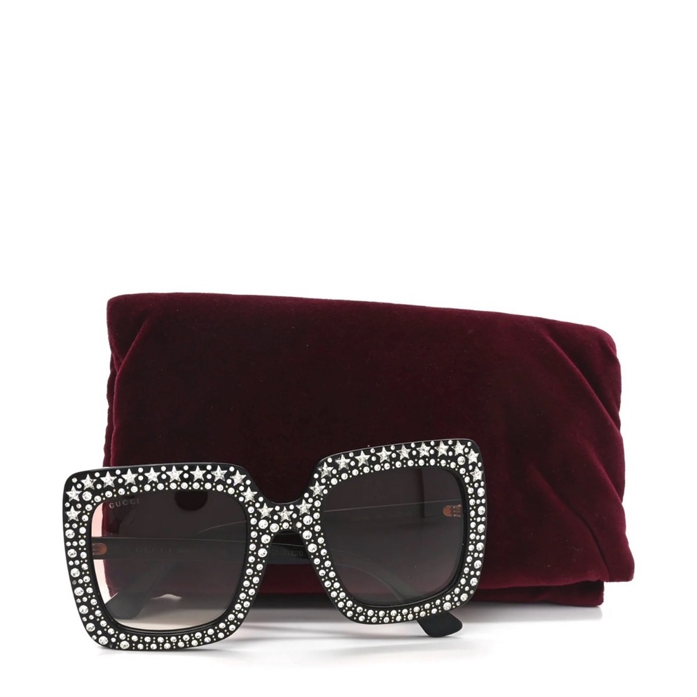 Gucci Black Crystal Retro Oversized Sunglasses Brand New Never Worn - Picture 15 of 16